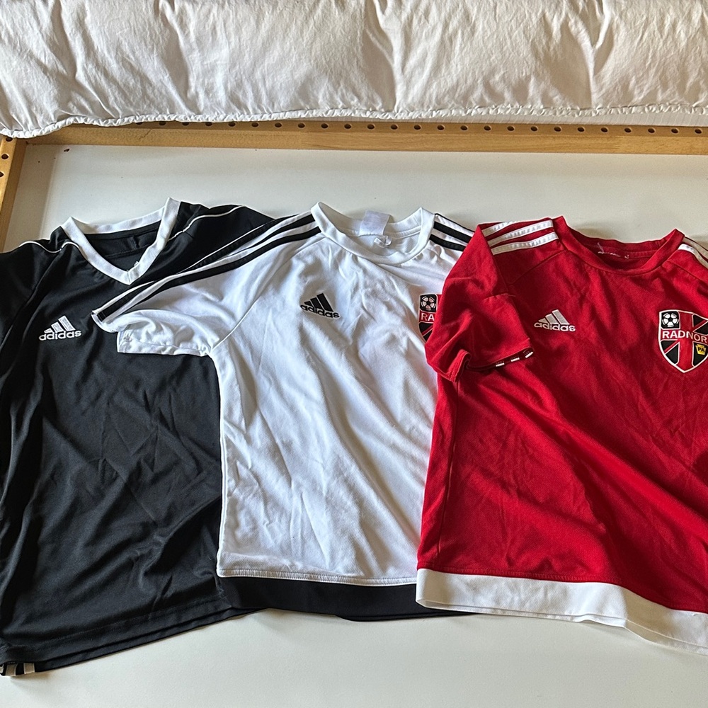 Adidas Kids' Black, White, and Red Jerseys